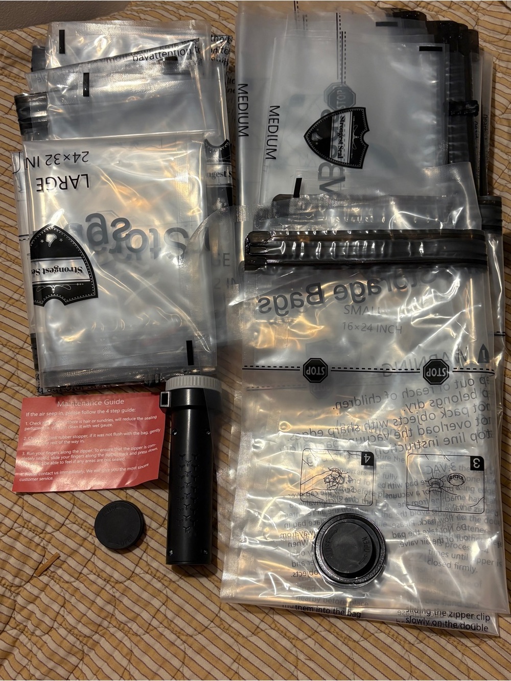 Set of 10 New Vacuum Seal Travel Storage Compression Bags with Pump